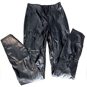 So leather side, zip black leather pants/skinny leggings-stretch